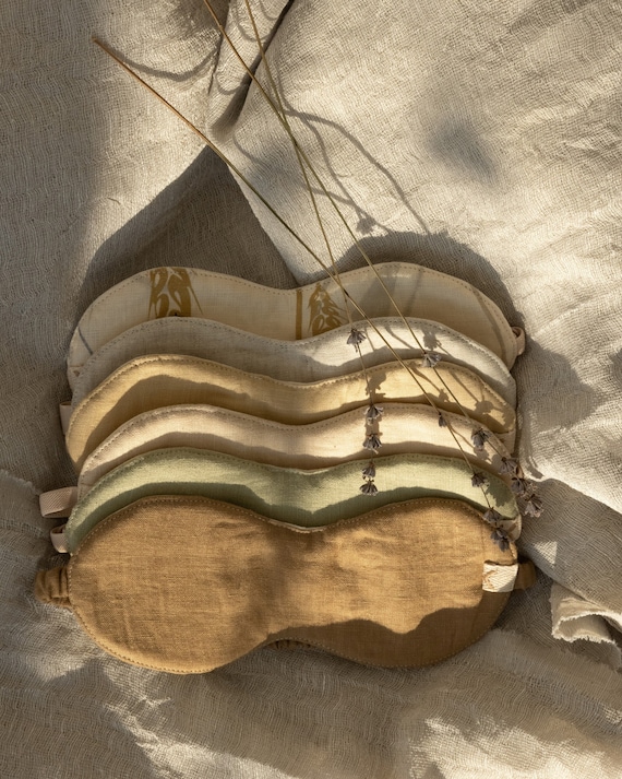 Organic Linen Sleep Mask • Adjustable Blackout Blindfold, Travel Gift