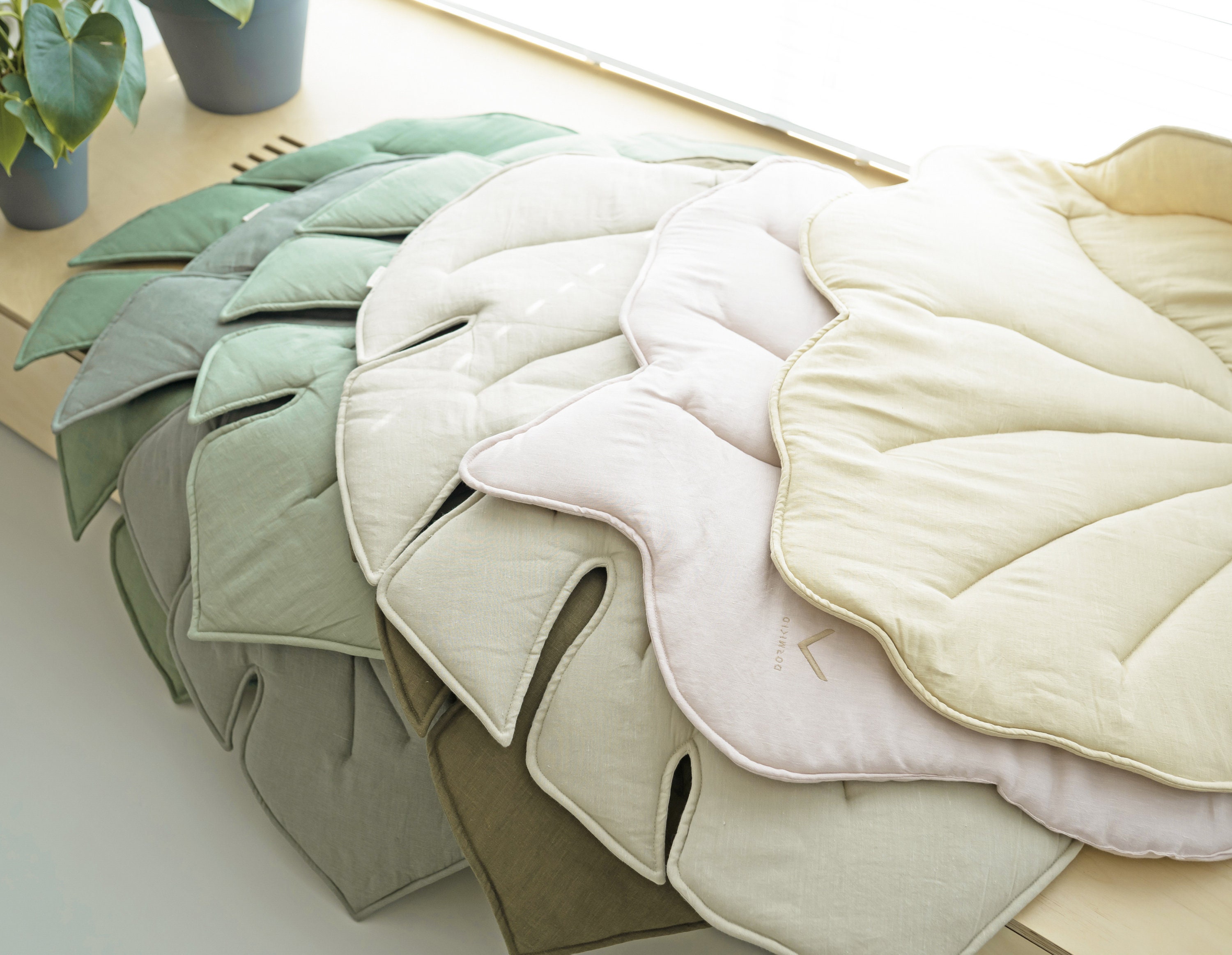 Organic Large nursery rug leaf tropical play mat linen rug Etsy