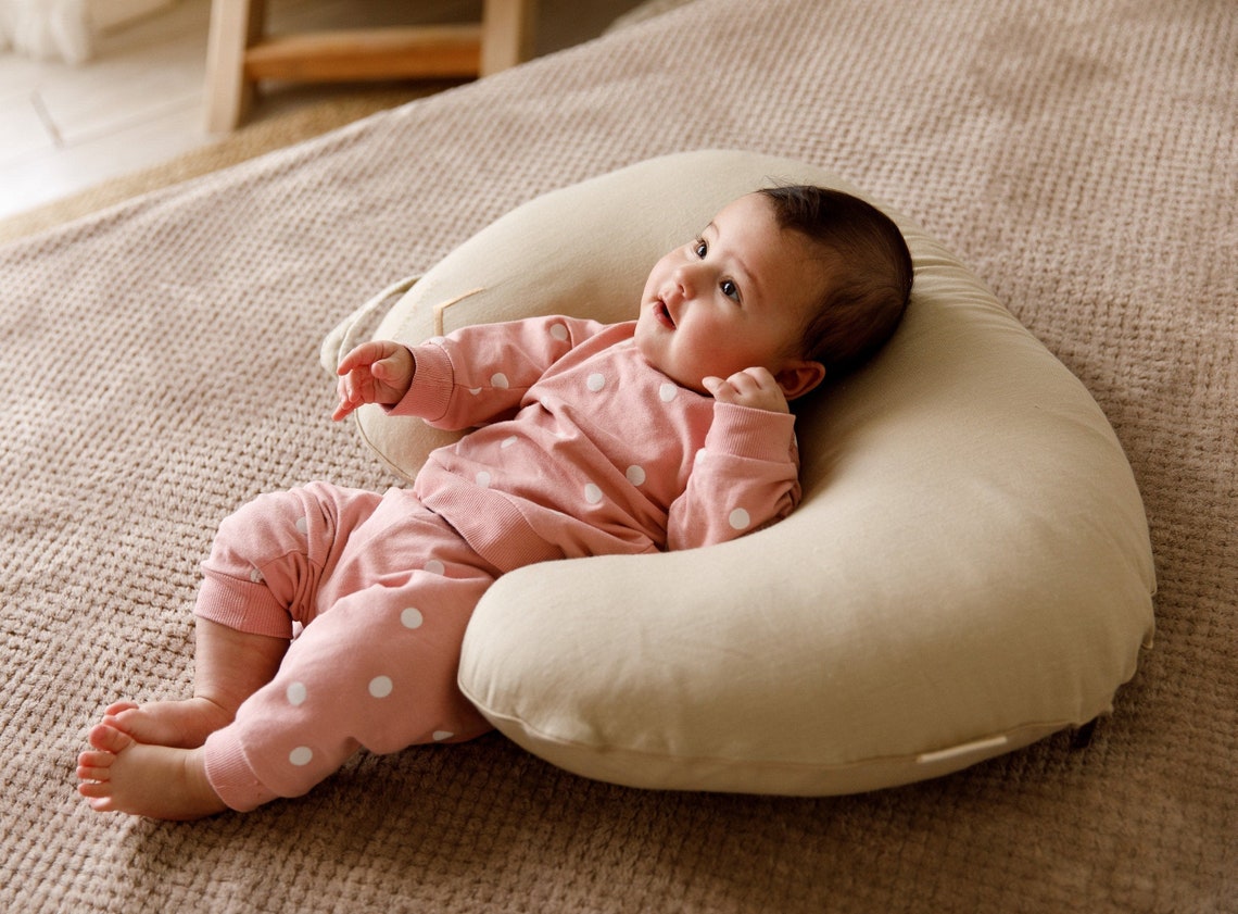 Linen Nursing Pillow With Cover Organic Breastfeeding Pillow Etsy