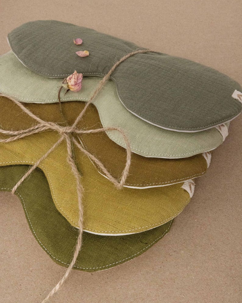 Oversized Organic Linen Sleep Mask • Adjustable Eye Shade Cover image 14