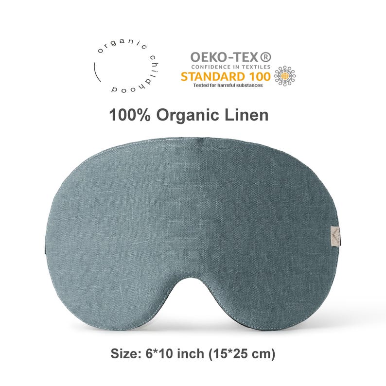 Oversized Organic Linen Sleep Mask • Adjustable Eye Shade Cover image 12