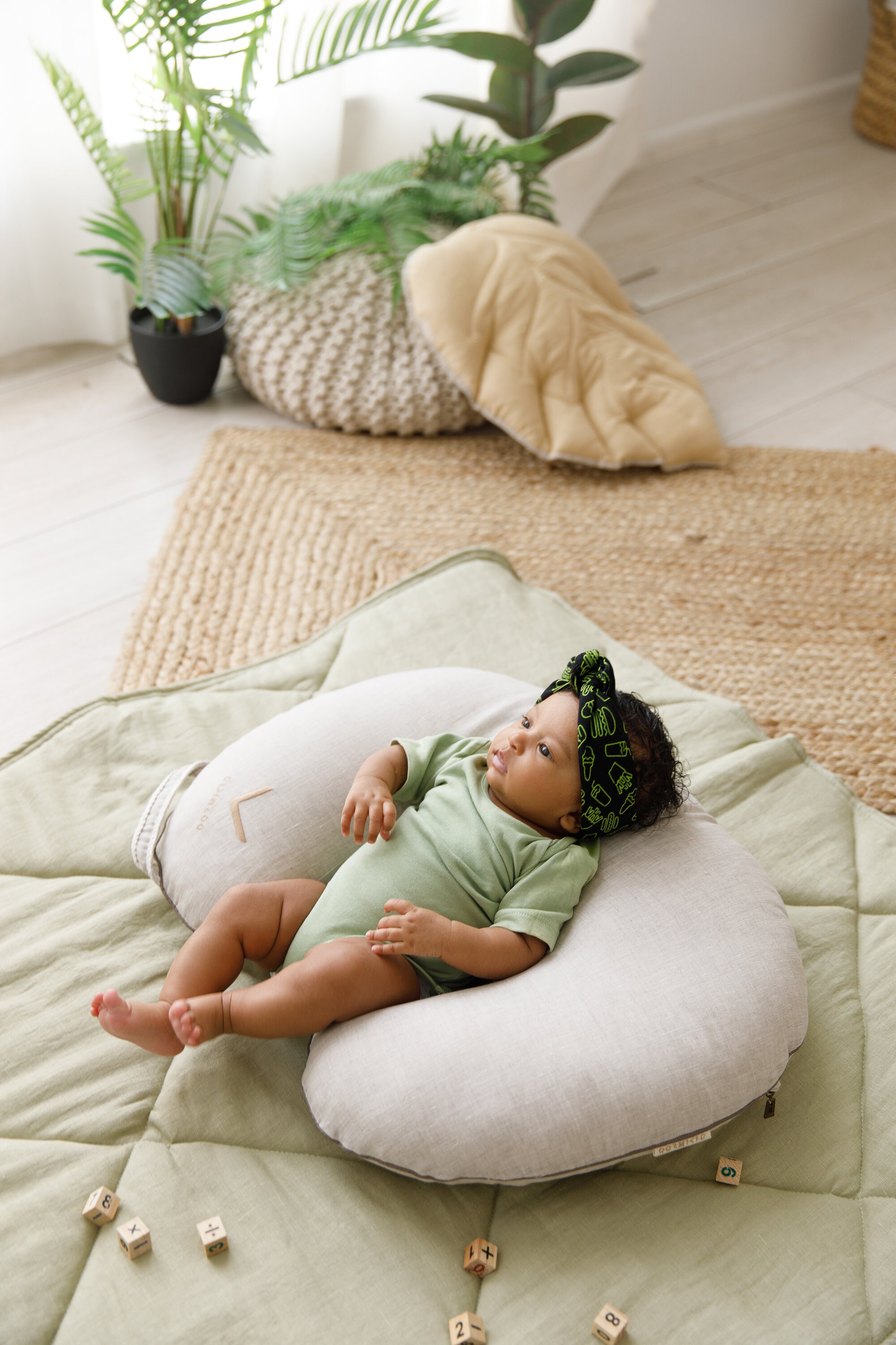 Linen Baby Nursing Pillow With Cover Organic Feeding Pillow Etsy UK