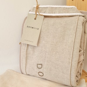 Linen Cover Deluxe+ for Docks • Grand Cover for Docks • Organic Cotton Oeko-TEX Standard • Breathable Natural Soft Embroidery • Cover Only