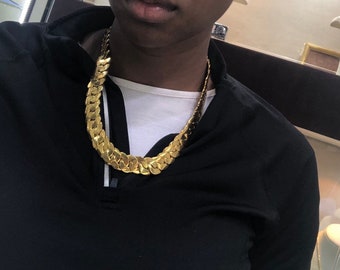 Solid Gold Cuban Chain Necklace Mens 