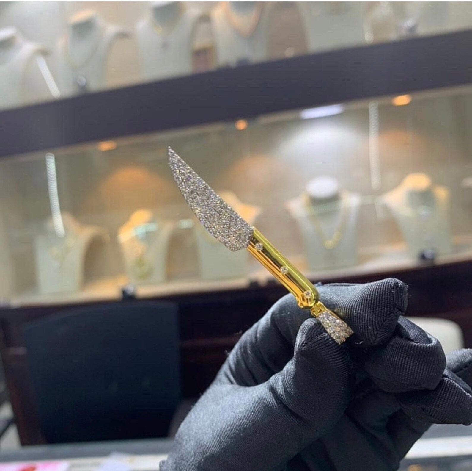 Gold Diamond Knife Necklace Pocket Knife Pendant Tiny knife Etsy