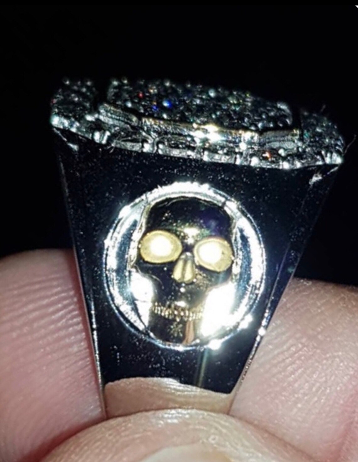 Men's Skull Ring in 18K Gold Diamond Skull Rings Men Etsy