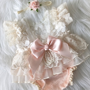 Baby Pear Lace Trim Newborn Romper