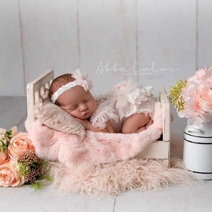 Lace Romper, Newborn Romper, Newborn Lace Romper, Newborn Romper with Headband, Newborn Photo Props, Newborn Props, Pink Newborn Romper,