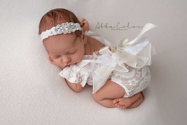 Lace newborn romper, Newborn romper prop, Newborn lace romper set, Newborn photo props, Newborn photo outfit, Newborn girl lace romper. image 3