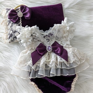 Lace newborn romper, Newborn plum romper, Newborn lace romper set, Newborn photo props, Newborn photo outfit, Newborn girl romper