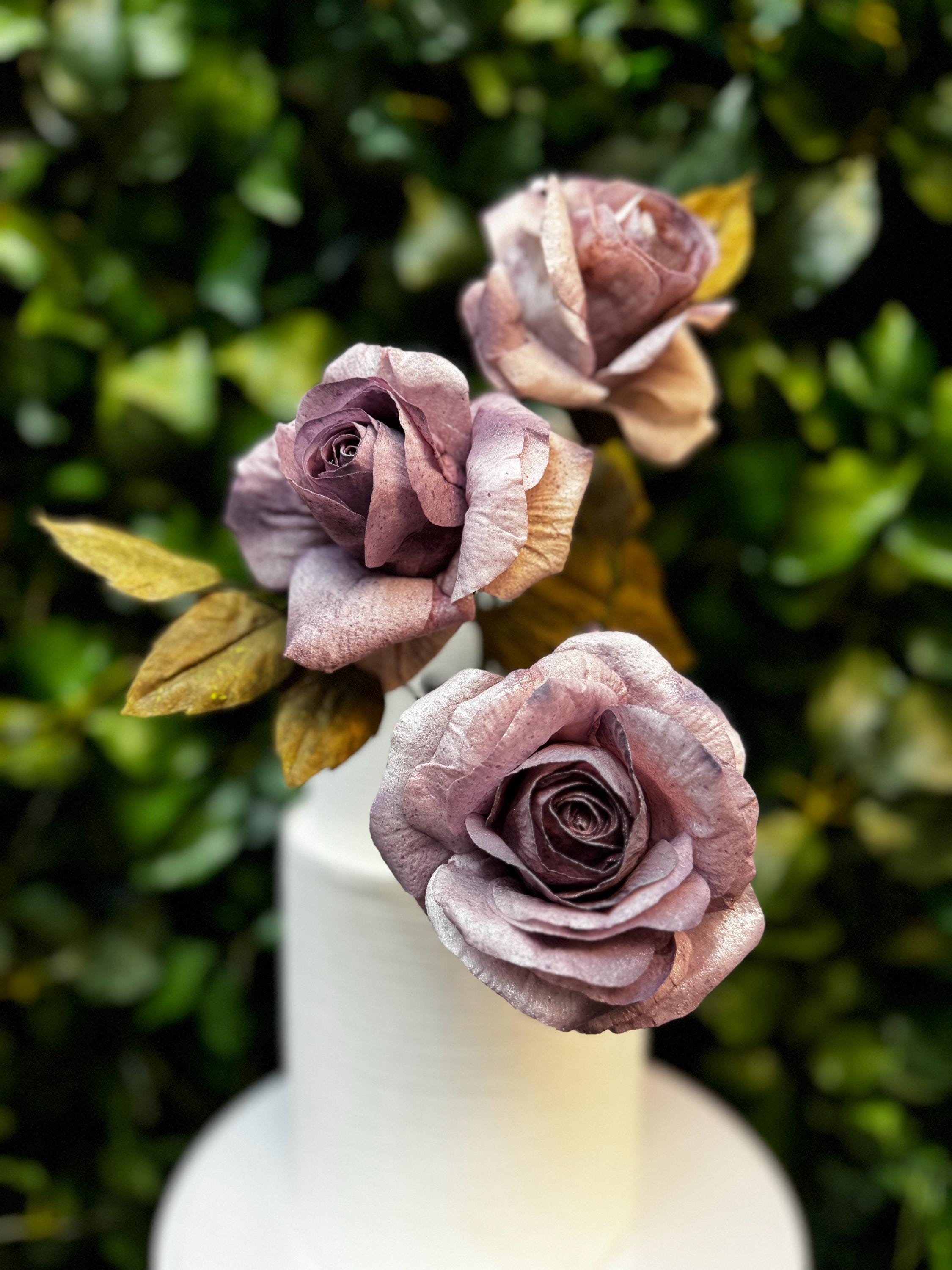 Wafer Paper Roses: Edible Flower Cake Topper, Custom Floral Design - Etsy