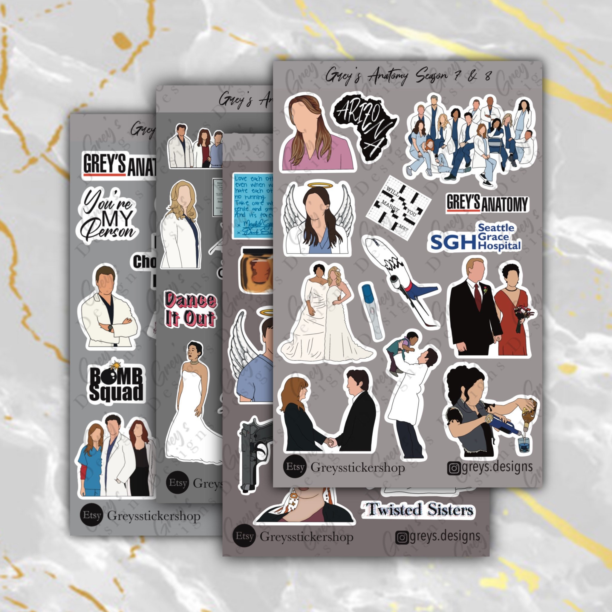Greys Anatomy Season 1/2 3/4 5/6 7/8 Sticker Sheet Greys - Etsy