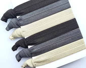 Mens hair ties, GREY & BLACK collection, hair tie set OF 6, dread ties, unisex, hair elastics