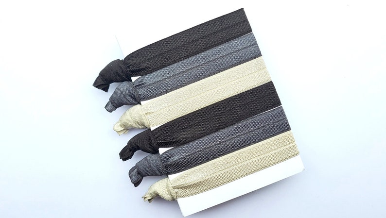 Mens hair ties, GREY & BLACK collection, hair tie set OF 6, dread ties, unisex, hair elastics image 1