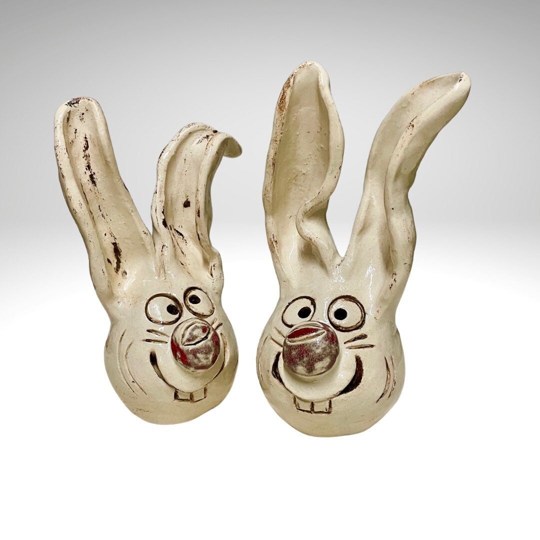 Ceramic Rabbit Couple, Free Handwork, Signed - Etsy