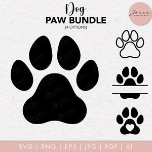 Paw print SVG, Paw print png, Dog paw svg, Dog paw heart, Paw Print Outline, Digital Download, Cutting files