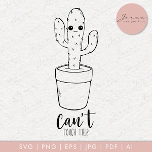 Cactus Clipart, SVG, Png, doodle clipart, dibujado a mano svg, Cactus SVG, No se puede tocar este svg, kawaii, divertido SVG, Descarga instantánea