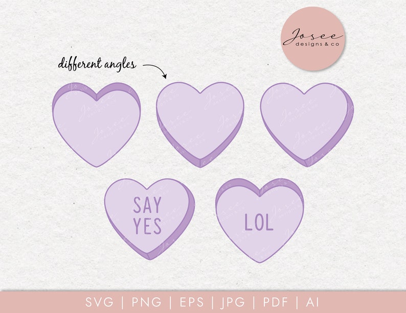 Candy Hearts SVG, Heart Bundle Svg, Candy Heart, Valentine's Day Svg ...