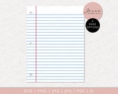 Lined Notebook SVG, PNG, School paper svg, Line paper svg, lined paper clipart, cut files svg - Instant Download