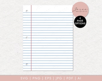 Lined Notebook SVG, PNG, School paper svg, Line paper svg, lined paper clipart, cut files svg - Instant Download