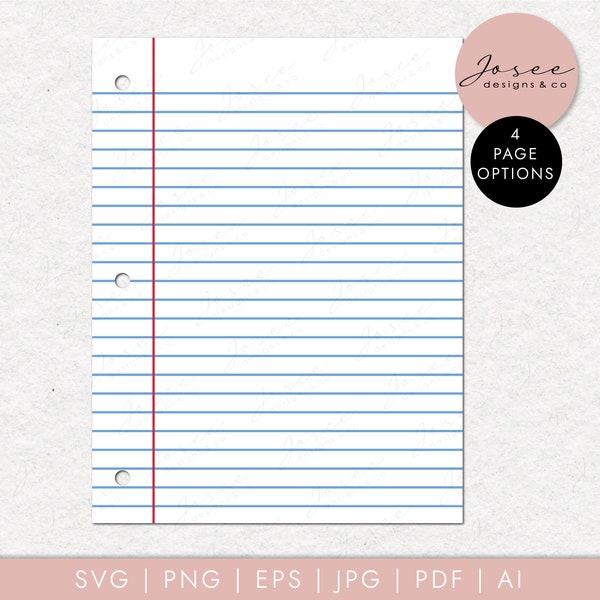 Lined Notebook SVG, PNG, School paper svg, Line paper svg, lined paper clipart, cut files svg - Instant Download