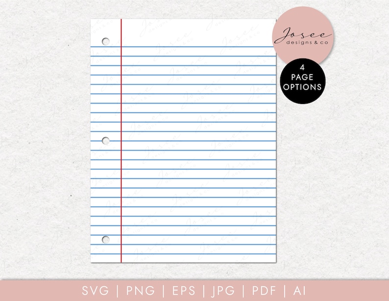 Lined Notebook SVG, PNG, School paper svg, Line paper svg, lined paper clipart - Instant Download, Svg Files, Png Files, Silhouette, Cricut, Cut File