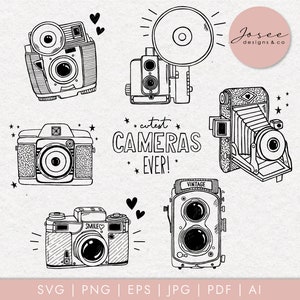 Vintage Camera SVG, Doodle Clipart, Camera PNG, Photography svg, Hand drawn svg, Stamps, Retro Camera Clipart,PNG files, Digital download