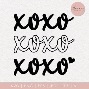 XOXO SVG, Love svg, Kiss svg, xoxo heart svg, Cupid svg, Wedding svg, Valentine&#39;s Day svg, Cursive Letters svg, Cut Files, Digital DOWNLOAD