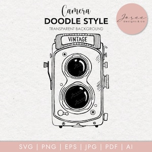 Vintage Kamera SVG, Doodle Clipart, Kamera PNG, Fotografie svg, handgezeichnet svg, Stempel, Retro Kamera Clipart, PNG Dateien, Digitaler Download