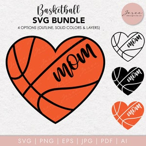 Basketball Heart Mom SVG, Sports svg bundle, Basketball mom svg, Amateur de basket-ball, Basketball heart outline, Basketball SVG, Mom svg