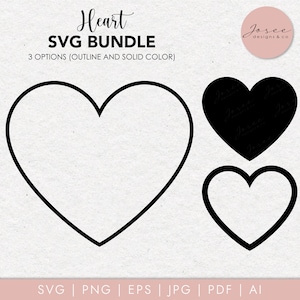 Pacote svg de coração, contorno de coração Svg, coração Svg, clipart de contorno de coração, dia dos namorados coração Svg, amor Svg, coração PNG, download instantâneo