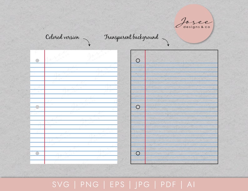 Lined Notebook SVG, PNG, School paper svg, Line paper svg, lined paper clipart - Instant Download, Svg Files, Png Files, Silhouette, Cricut, Cut File