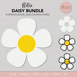 Svg Daisy rétro, Daisy monogramme svg, Svg printemps, hippie fleur SVG, SVG floral, Daisy PNG, Clipart fleur Daisy, fichiers Svg pour Cricut