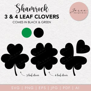 Shamrock SVG, Día de San Patricio, 4 hojas de trébol svg, Shamrock PNG, svg archivos para Cricut, Clover Leaf svg, Descarga instantánea