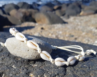 Bracelet cauris, bracelet macramé, coquillage naturel, réglable, Boho, Hippie