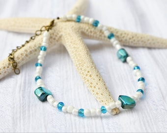 Tobillera, Concha Turquesa, Pulsera de Tobillo, Boho, Hecho en Australia