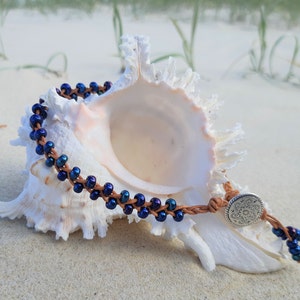 Anklet, Iris Blue, Leather Wrap Anklet, Boho Style, Made in Australia