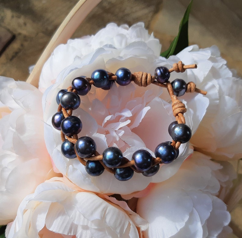 Pearl and Leather Bracelet Gifts for her Wrap Bracelet Stackable Freshwater Pearls