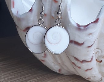 Natural Shell Earrings, Silver Earrings, Dangles, Boho