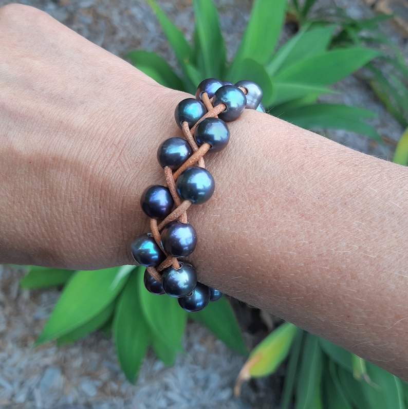 Pearl and Leather Bracelet Gifts for her Wrap Bracelet Stackable Freshwater Pearls