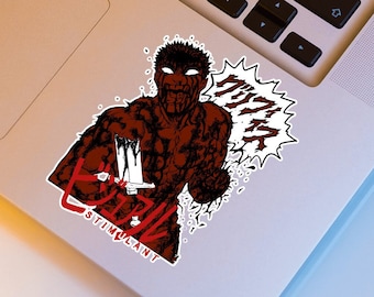 Visual Stimulant, Berserk, Guts, Black Swordsman, Red Coloring, Manga, Anime, Die Cut Sticker