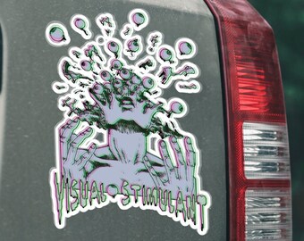 Visual Stimulant, Horror Manga, 3D, Trippy, Exploding Head, Eyeballs, Holographic, Die Cut Sticker