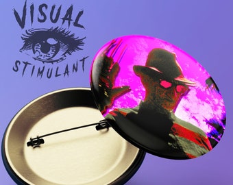 Visual Stimulant, Trippy, Freddy Krueger, Nightmare On Elm Street, Horror, Holographic, Button