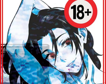 Visual Stimulant, Dripping Wet Samara, NSFW Ringu, Ringu, Samara, The Ring, Horror Movie Stickers, Glitched TV, Die Cut Sticker, NSFW 18 +