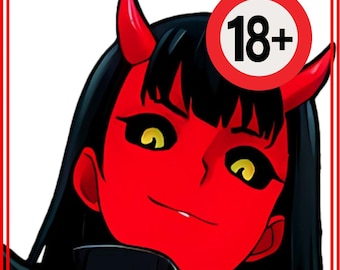 Visual Stimulant, Sexy Anime Succubus In Coat, Sexy Tiefling, Anime Demon Girl Wearing Coat, Die Cut Sticker, nsfw 18 +
