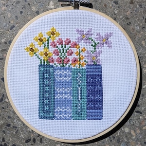 PDF Cross Stitch Pattern: Literary Floral Bouquets - Flowers - Book Lover - Beginner