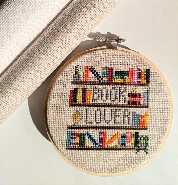 PDF Cross Stitch Pattern: Book Lover Library Instant Digital