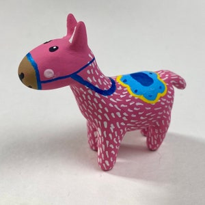 Miniature Painted Llama Sculpture