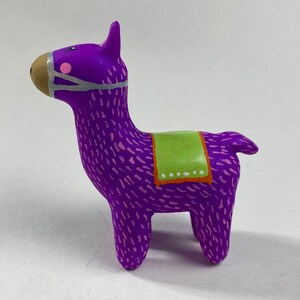Miniature Painted Llama Sculpture
