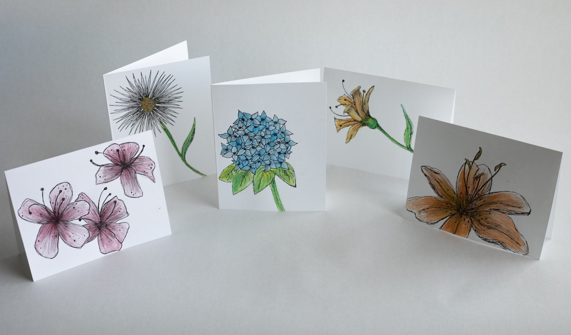 White Flower Blank Greeting Cards pack of 2 Etsy